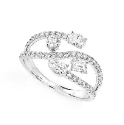 MULIT SHAPE BYPASS DIAMOND RING 14K SOLID GOLD 1.10CTW