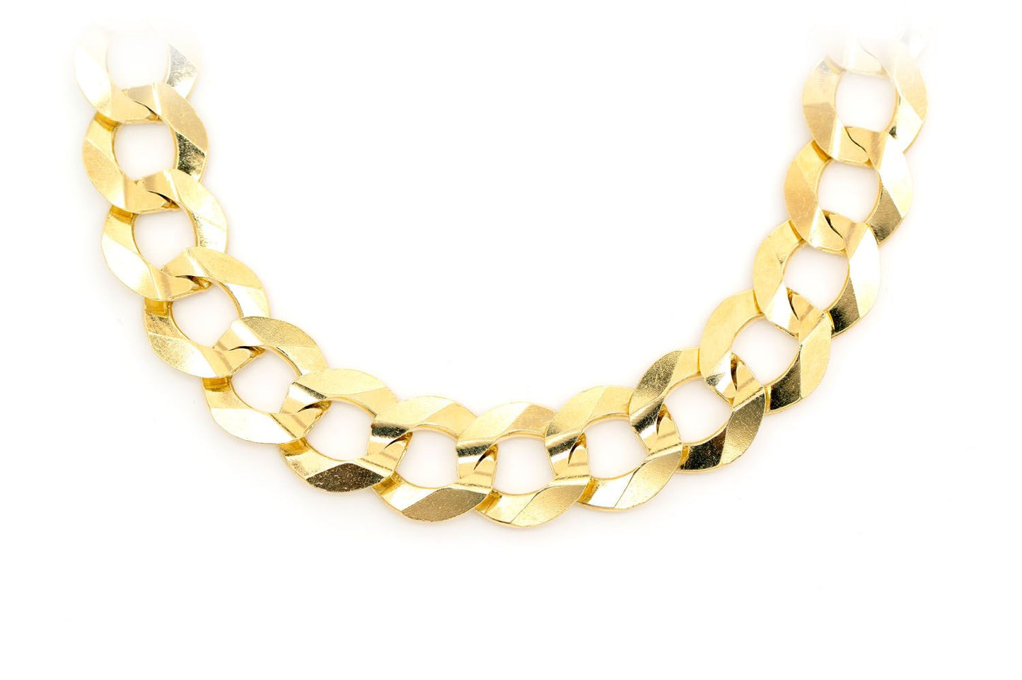 13MM FLAT CURB LINK 14K SOLID GOLD CHAIN