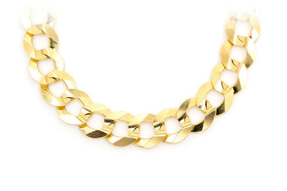 13MM FLAT CURB LINK 14K SOLID GOLD CHAIN