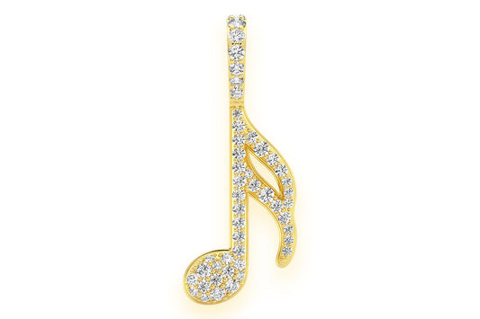 SEMIQUAVER MUSICAL NOTE DIAMOND PENDANT 14K SOLID GOLD 0.50CTW
