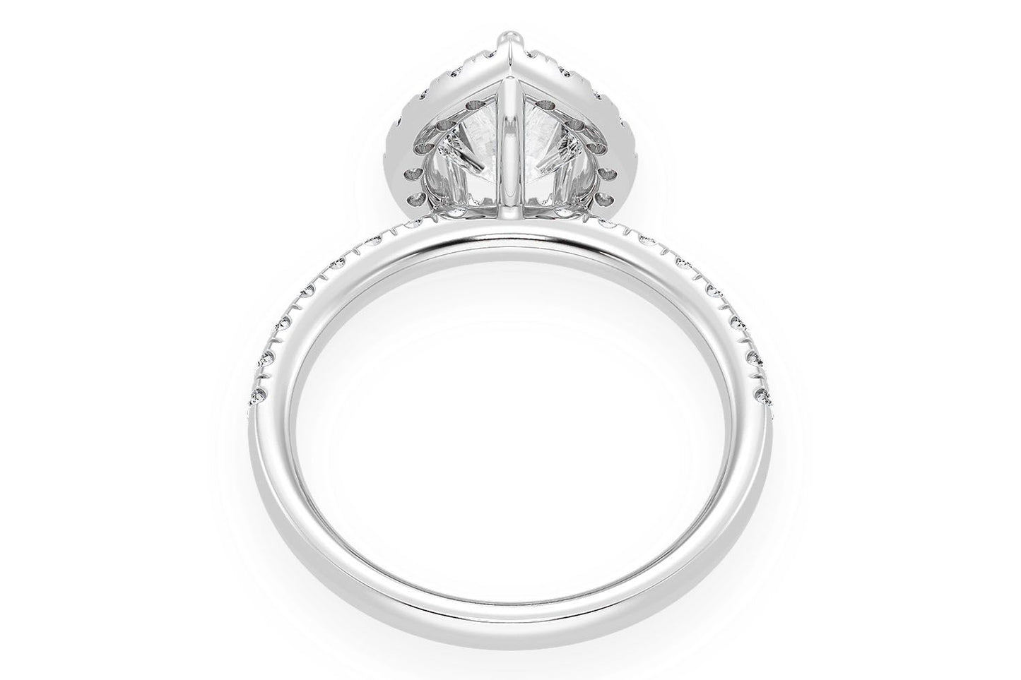 THAV - 1.00CT PEAR SOLITAIRE - SCALLOP HALO ONE ROW - DIAMOND ENGAGEMENT RING