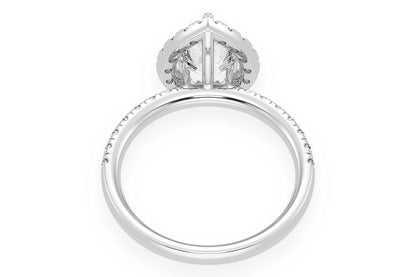 THAV - 1.00CT PEAR SOLITAIRE - SCALLOP HALO ONE ROW - DIAMOND ENGAGEMENT RING