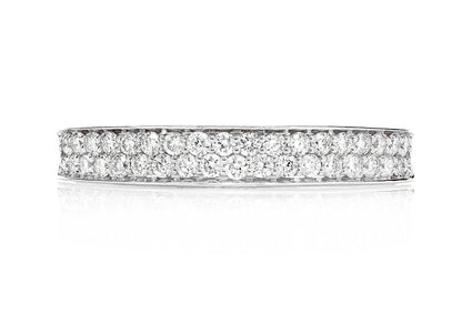 TWO ROW BORDER DIAMOND BAND RING 14K SOLID GOLD 0.33CTW