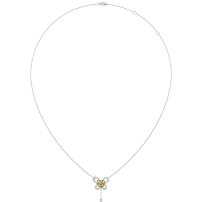 BUTTERFLY DIAMOND PENDANT ATTACHED NECKLACE 14K SOLID GOLD 0.40CTW
