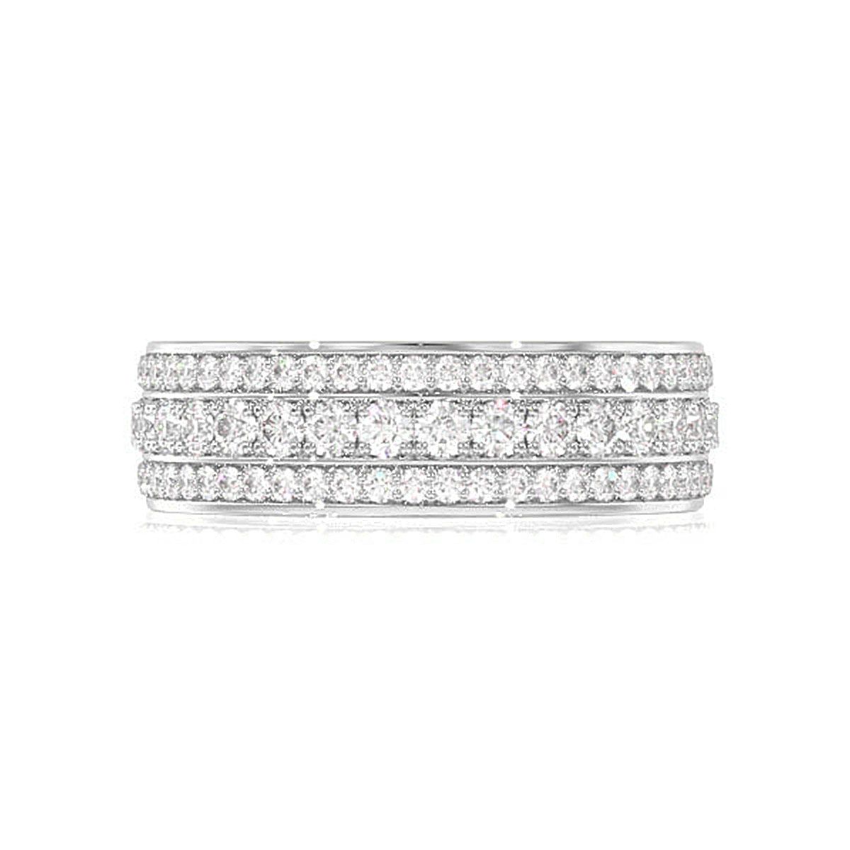 THREE ROW DIAMOND RING 14K GOLD 1.00CTW