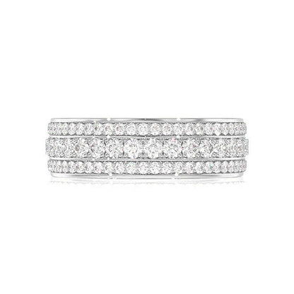 THREE ROW DIAMOND RING 14K GOLD 1.00CTW