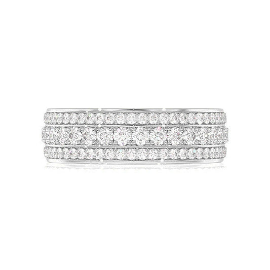 THREE ROW DIAMOND RING 14K GOLD 1.00CTW