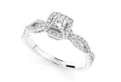 0.85CTW PRINCESS HALO TWIST SHANK - DIAMOND ENGAGEMENT RING