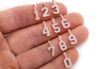 SMALL JERSEY NUMBER DIAMOND PENDANT 14K GOLD .10CTW