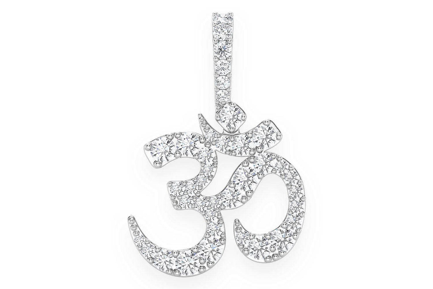 OM SYMBOL DIAMOND PENDANT 14K SOLID GOLD .66CTW