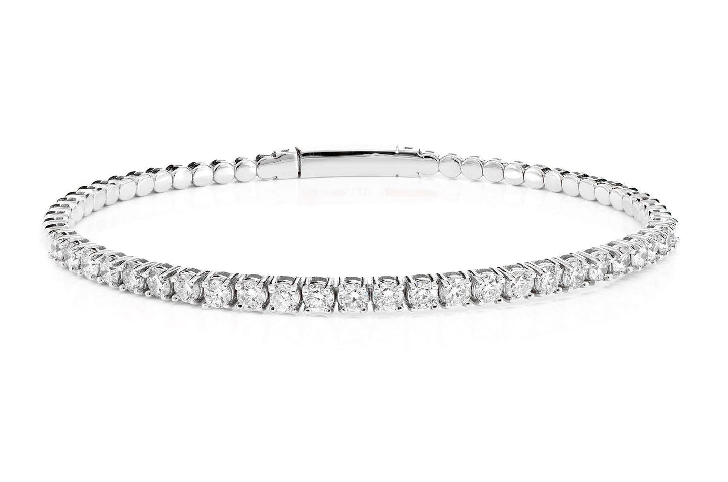 7PT PRONG SET DIAMOND FLEX TENNIS BANGLE BRACELET 14K SOLID GOLD 2.00CTW