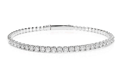 7PT PRONG SET DIAMOND FLEX TENNIS BANGLE BRACELET 14K SOLID GOLD 2.00CTW