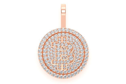 BITCOIN DIAMOND PENDANT 14K SOLID GOLD 1.10CTW