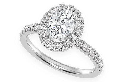 THAV - 0.75CT OVAL SOLITAIRE - SCALLOP HALO ONE ROW - DIAMOND ENGAGEMENT RING