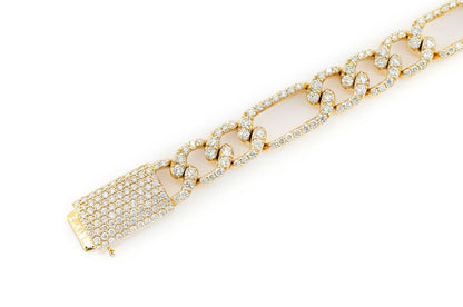 6MM FIGARO LINK DIAMOND BRACELET 14K SOLID GOLD 3.50CTW