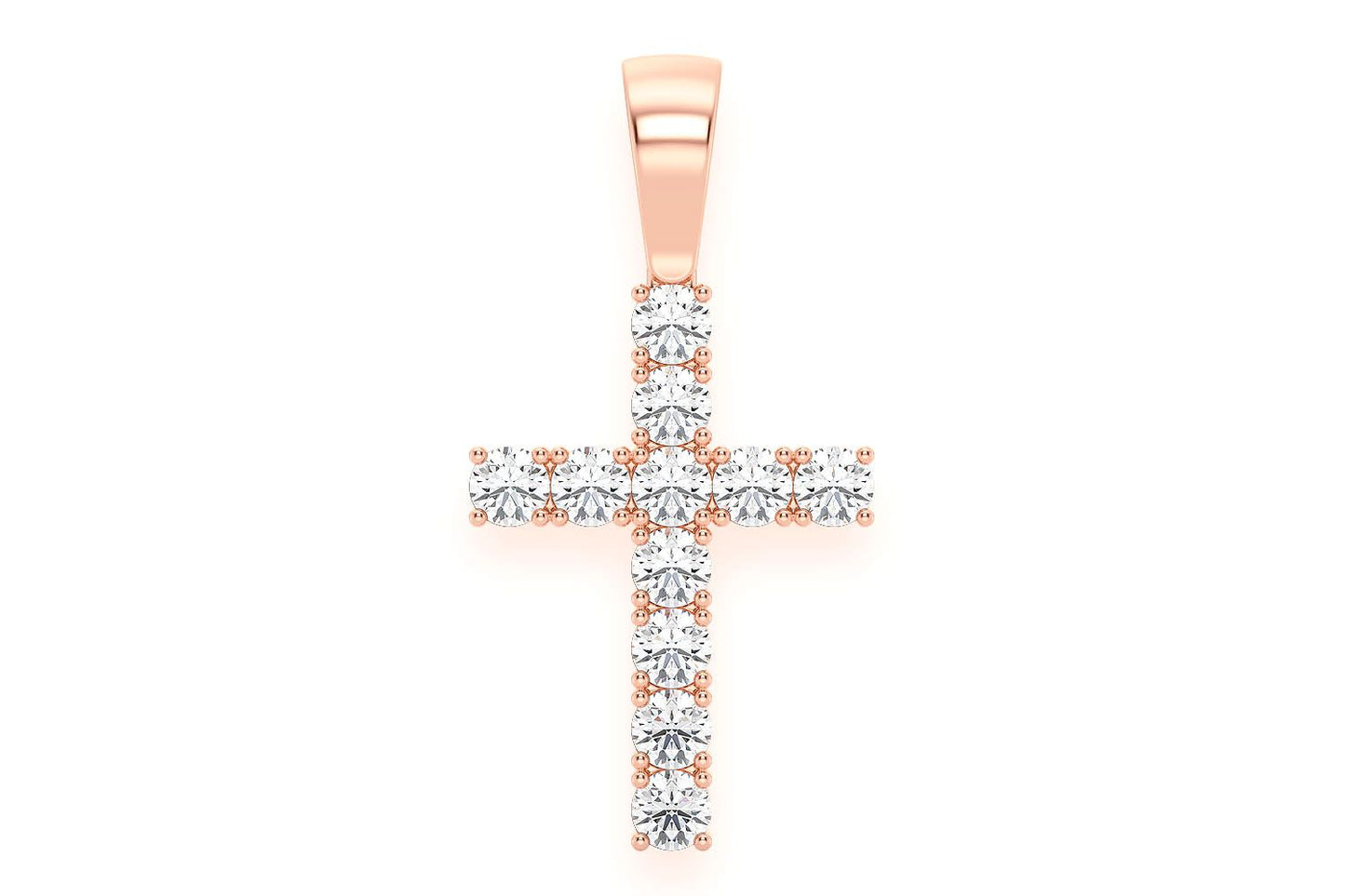 SOLITAIRE BASKET CROSS DIAMOND PENDANT 14K SOLID GOLD 3.75CTW