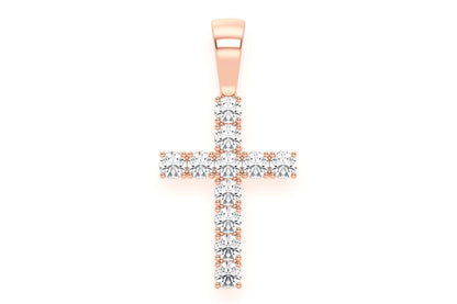 SOLITAIRE BASKET CROSS DIAMOND PENDANT 14K SOLID GOLD 3.75CTW