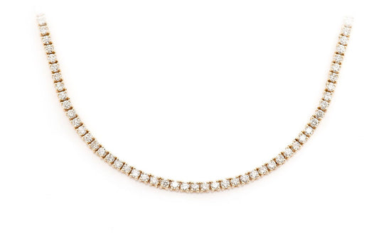 2PT PRONG SET TENNIS NECKLACE 14K SOLID GOLD 5.50CTW