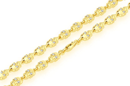 COLIER CU LEGĂTURĂ DE CRANIU CU OCHI ALB-NEGRU 14K 4.00CTW 