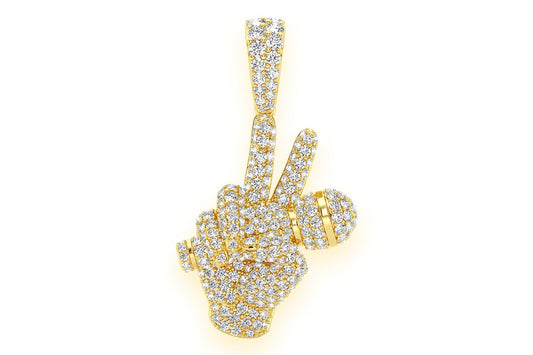 PANDANT CU MICROFON CU SEMNUL PĂCII, AUR MASIV DE 14K, 2,65 CT