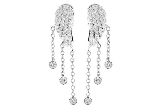 CERCEI CU ARIPI DE ÎNGER, AUR MASIV DE 14K, 0.75CT