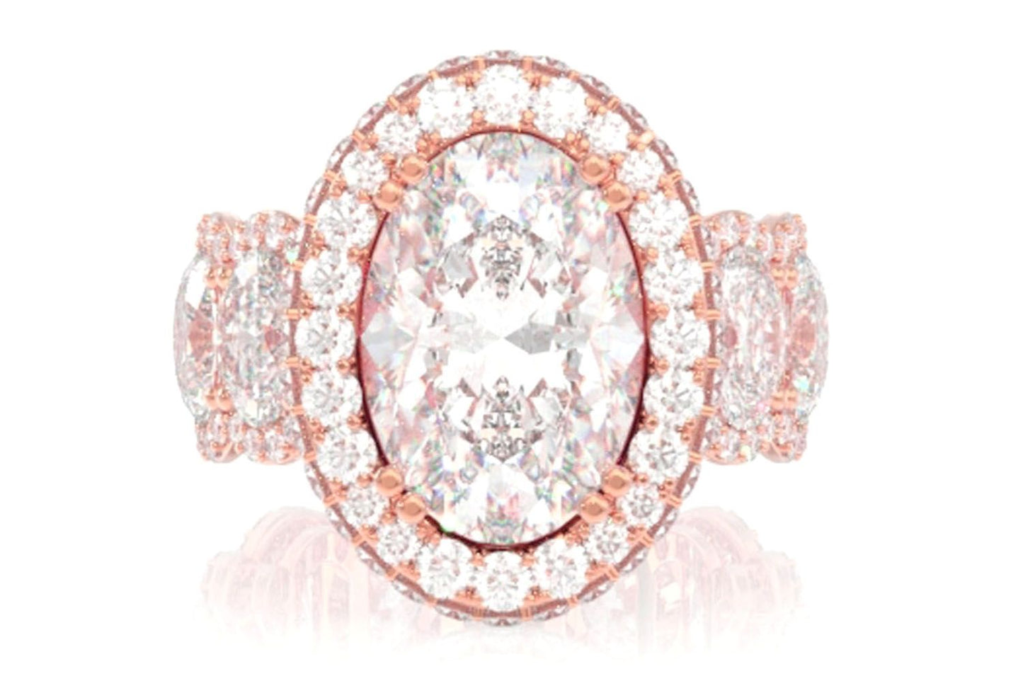 TRIPP - 4.00CT OVAL SOLITAIRE - THREE ROW - DIAMOND ENGAGEMENT RING