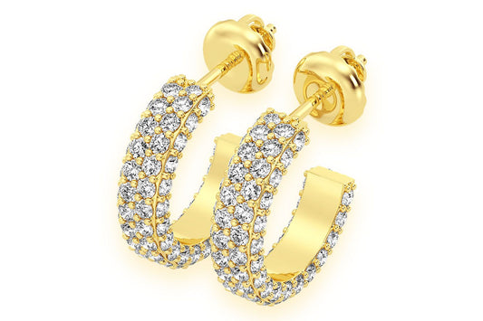 OPEN HOOP DIAMOND EARRINGS 14K SOLID GOLD 0.60CTW