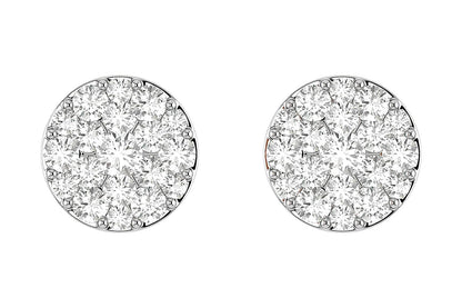 DIAMOND DISC CLUSTER STUD EARRINGS 14K SOLID GOLD 0.40CTW