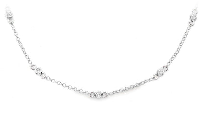 ROUND BEZEL SET DIAMOND NECKLACE CONNECTED 14K SOLID GOLD 0.35CTW
