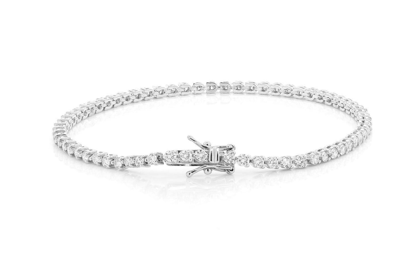 BRĂȚARĂ TENIS CU 3 PIELE, SET DIAMANTE, AUR MASIV DE 14K, 2,50 CT