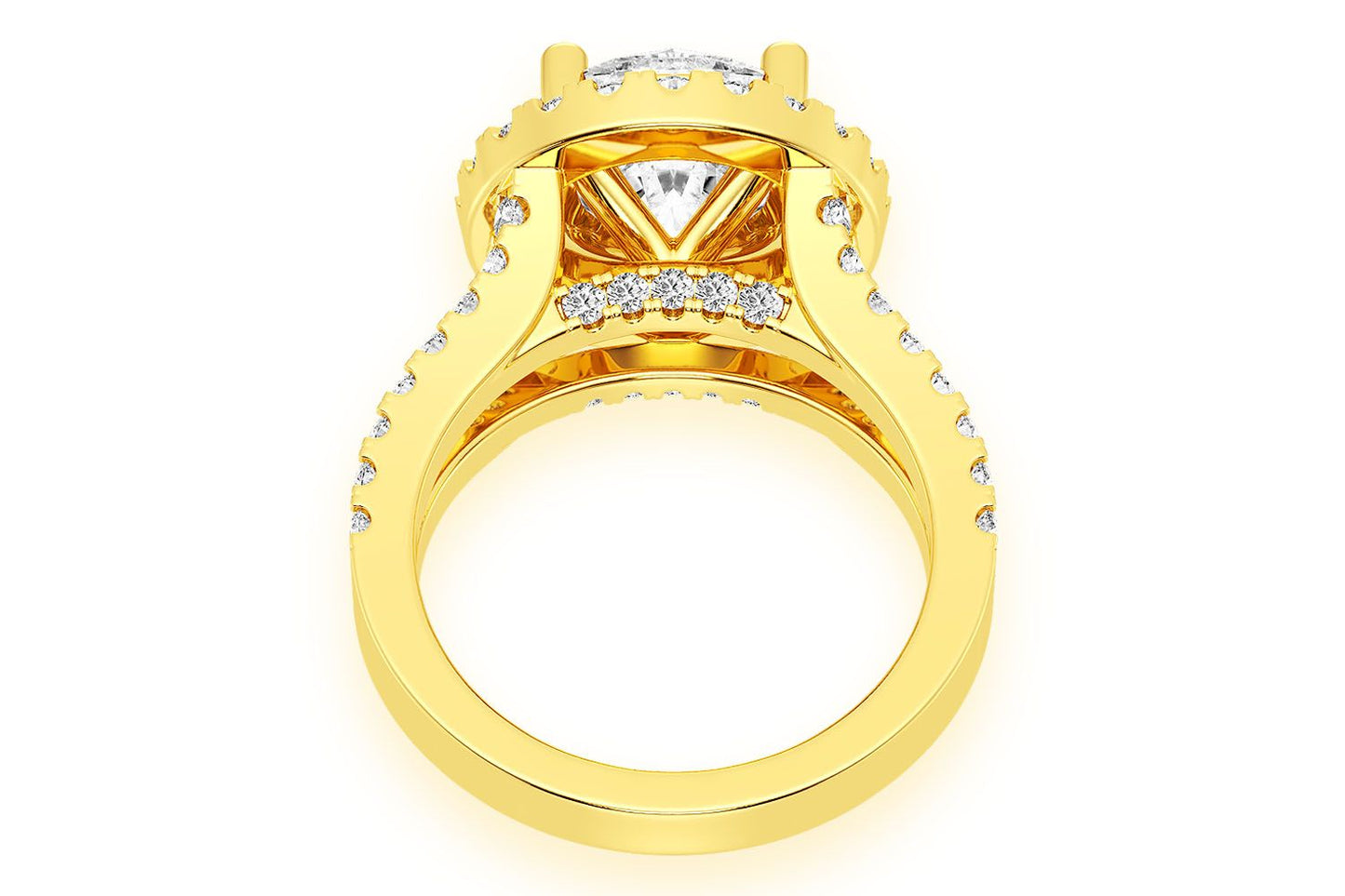 3.00CT ROUND SOLITAIRE - TWO ROW SPLIT - DIAMOND ENGAGEMENT RING