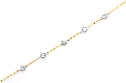 SQUARE BEAD & BEZEL DIAMOND BRACELET 14K SOLID GOLD 0.05CTW