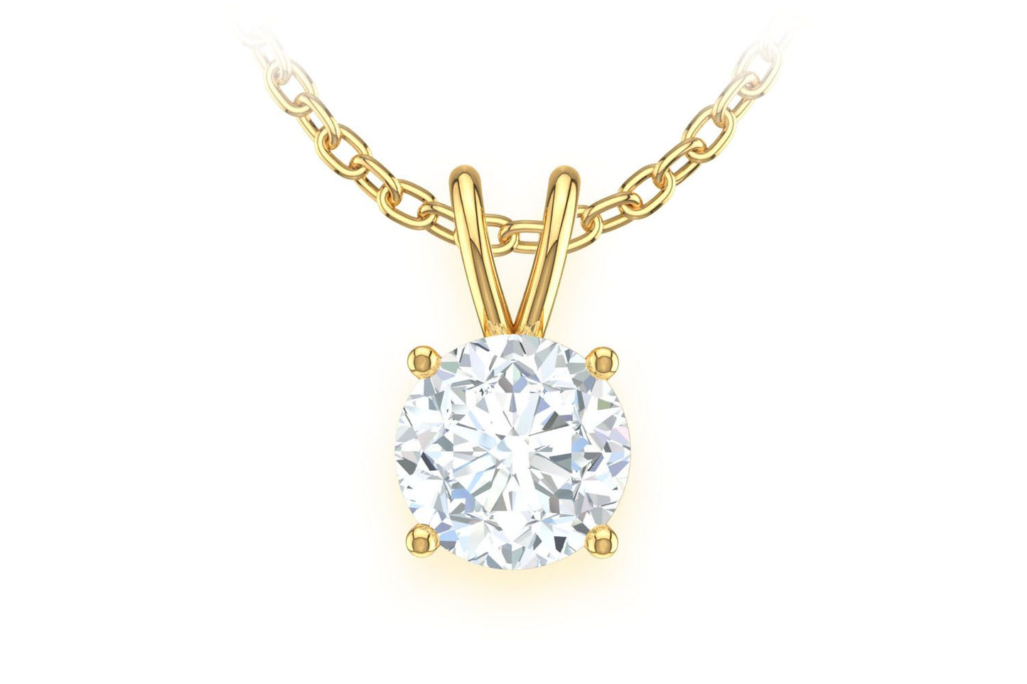 0.25CT ROUND SOLITAIRE DIAMOND PENDANT 14K SOLID GOLD