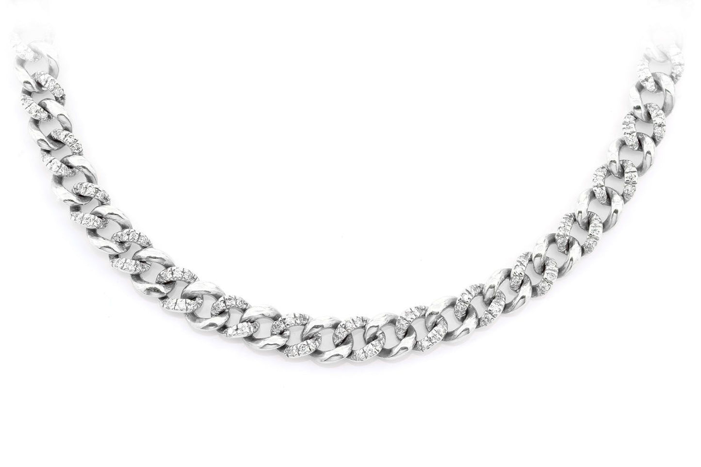 5MM MIAMI CUBAN HALF LINK DIAMOND NECKLACE 14K SOLID GOLD 1.50CTW