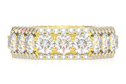 INEL CU DIAMANTE HEXAGONALE PE TREI RÂNDURI, AUR MASIV DE 14K, 6 CT