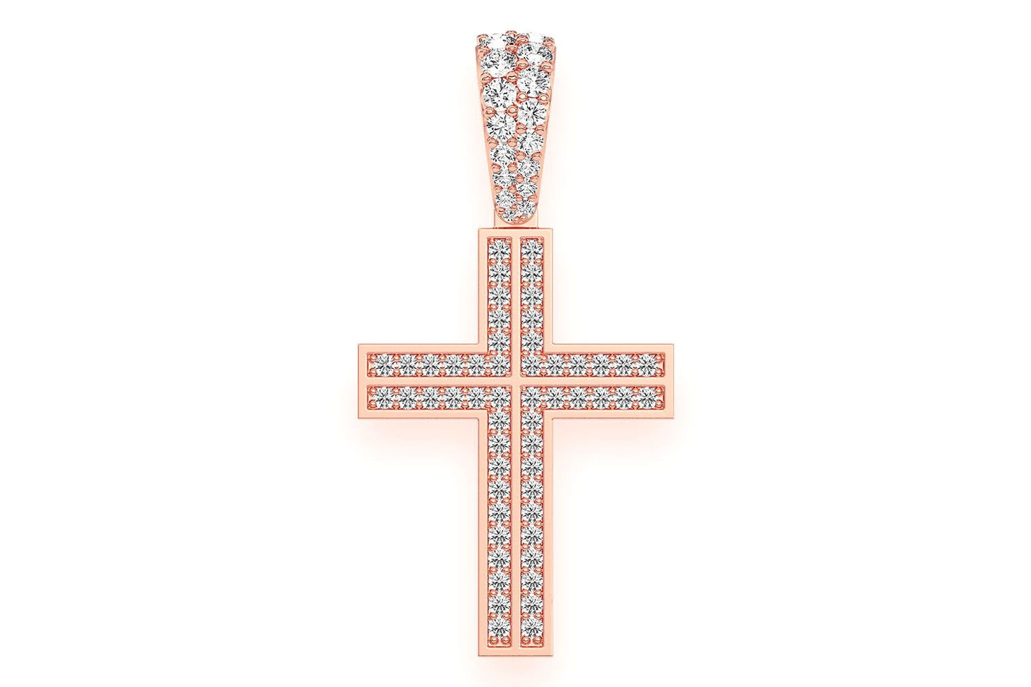 STRAIGHT ACCENT CROSS DIAMOND PENDANT 14K SOLID GOLD 0.75CTW