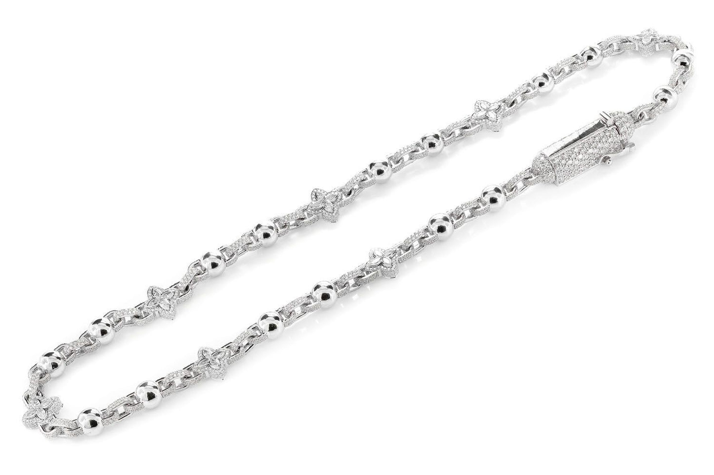 MARQUISE FLOWER DIAMOND STATION NECKLACE CHAIN 14K SOLID GOLD 36.10CTW