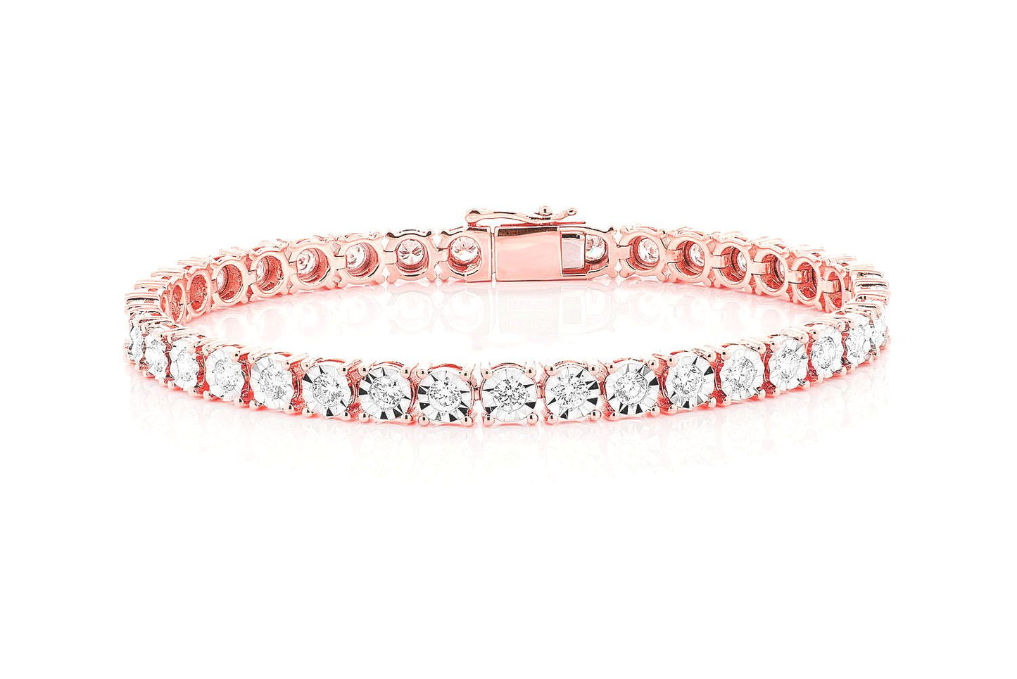 12PT MIRACLE SET DIAMOND TENNIS BRACELET 14K SOLID GOLD 4.15CTW