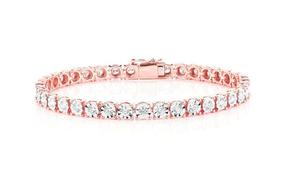 12PT MIRACLE SET DIAMOND TENNIS BRACELET 14K SOLID GOLD 4.15CTW