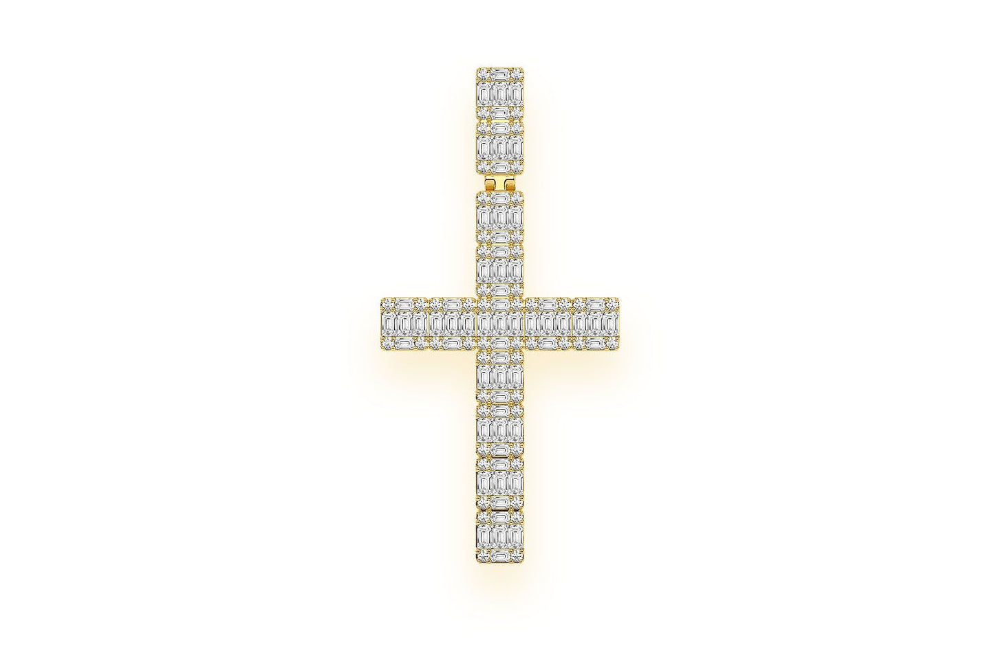 BAGUETTE CROSS DIAMOND PENDANT 14K SOLID GOLD 1.00CTW
