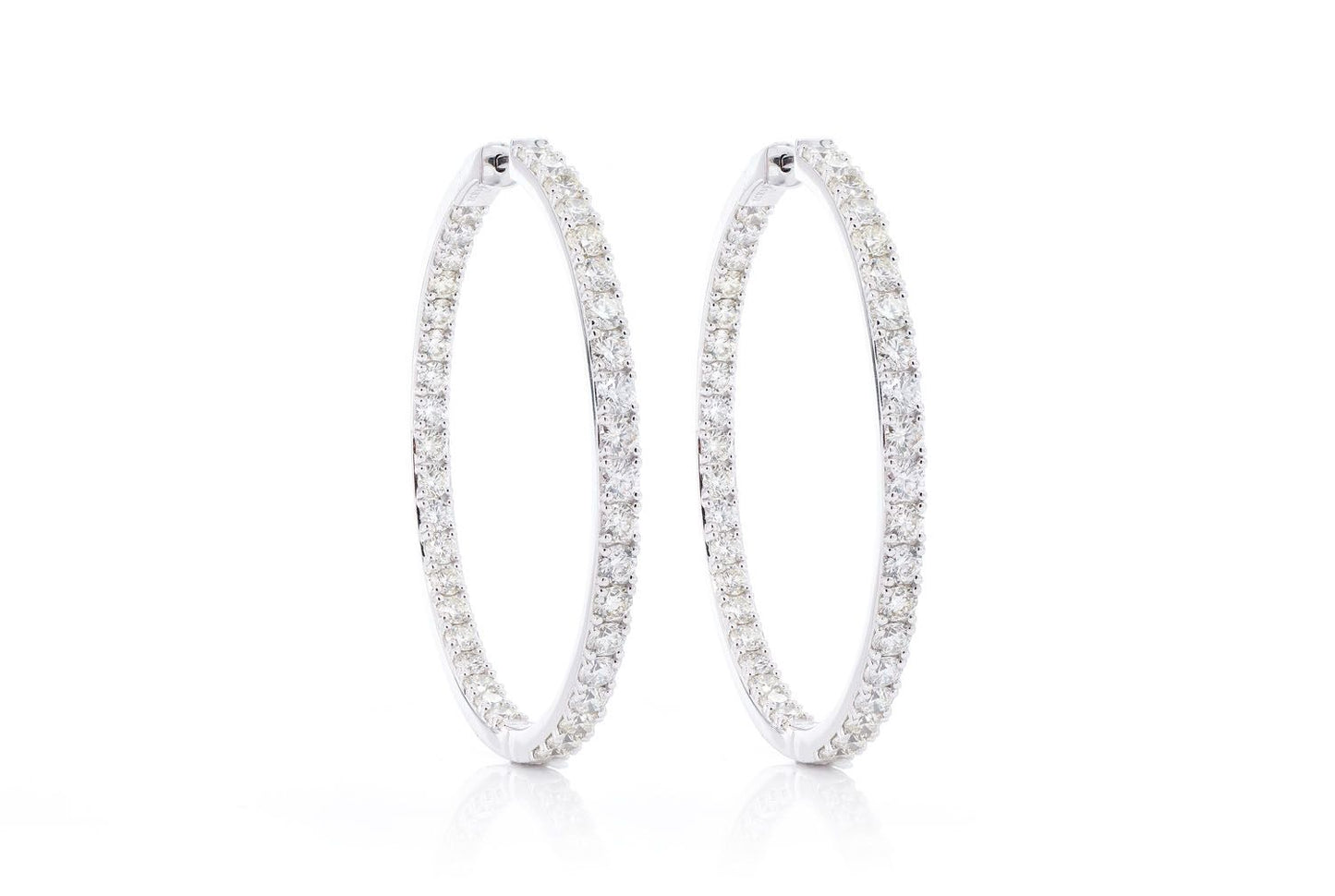 CERCEI MARI CU DIAMANTE, VERTICALE, AUR MASIV DE 14K, 12.00 CT