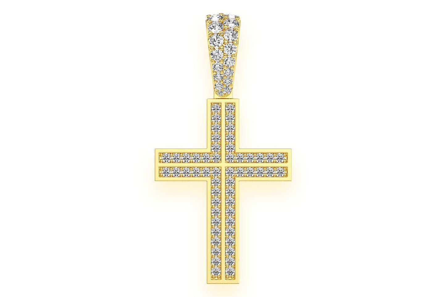 STRAIGHT ACCENT CROSS DIAMOND PENDANT 14K SOLID GOLD 0.75CTW