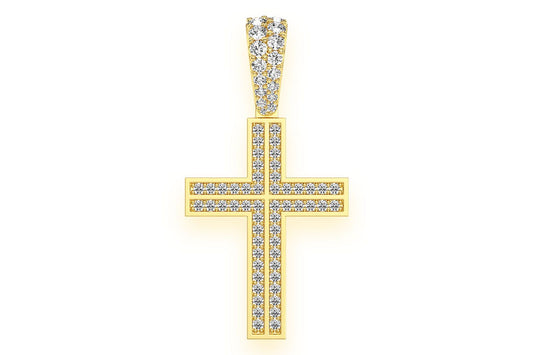 STRAIGHT ACCENT CROSS DIAMOND PENDANT 14K SOLID GOLD 0.75CTW