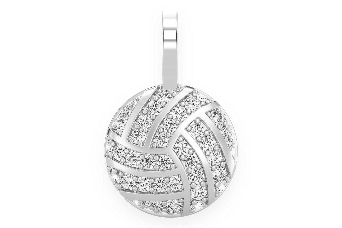 VOLLEYBALL DIAMOND PENDANT 14K SOLID GOLD 0.50CTW