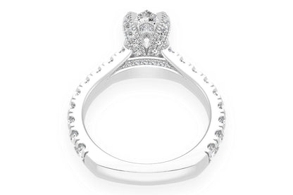 THINN - 1.00CT PEAR SOLITAIRE - SINGLE ROW SCALLOP - DIAMOND ENGAGEMENT RING