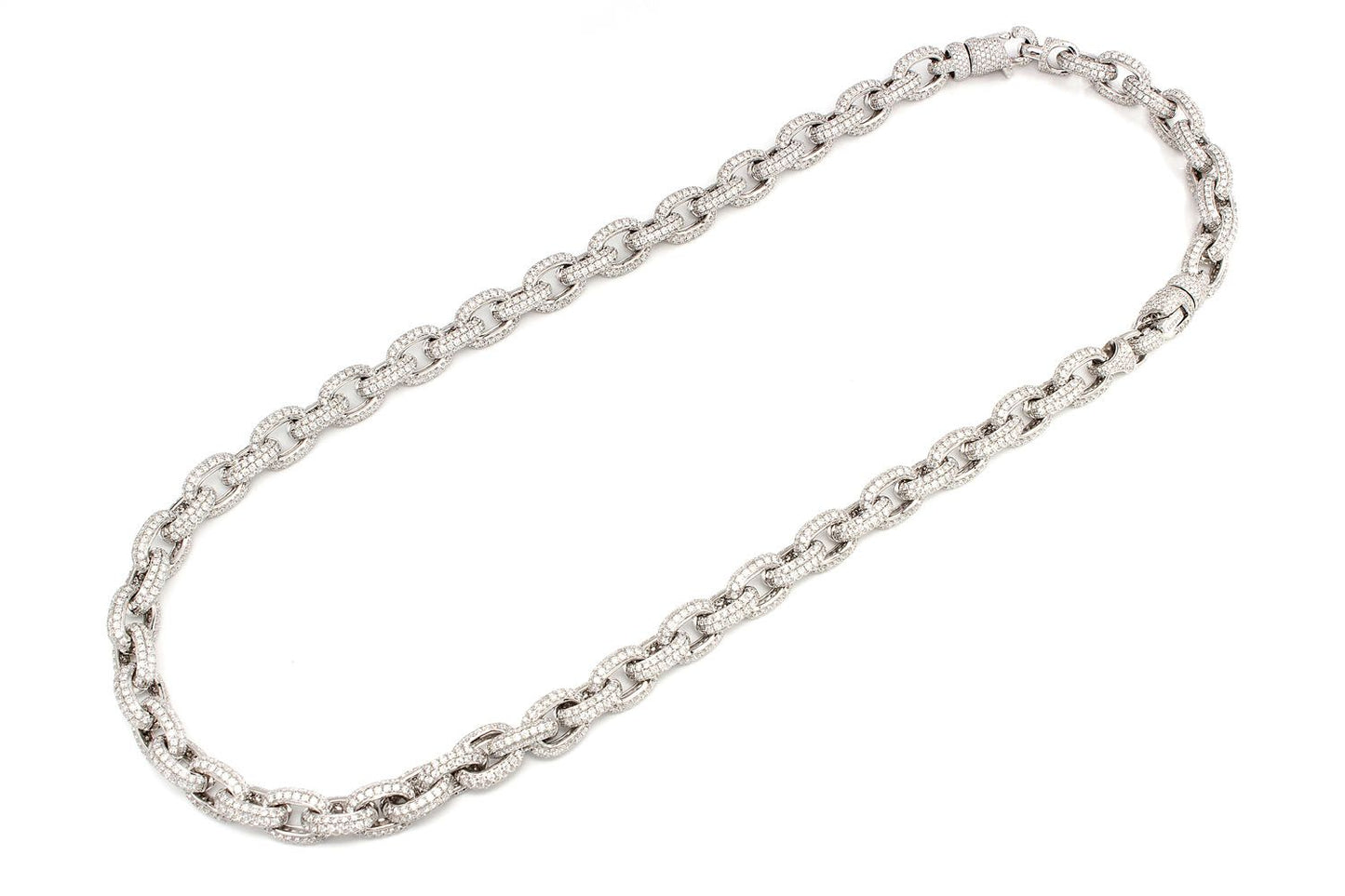 ELONGATED ROLO LINK DIAMOND NECKLACE 14K SOLID GOLD 58.48CTW