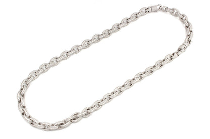 ELONGATED ROLO LINK DIAMOND NECKLACE 14K SOLID GOLD 58.48CTW