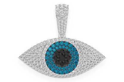 EVIL EYE DIAMOND PENDANT 14K SOLID GOLD 2.75CTW