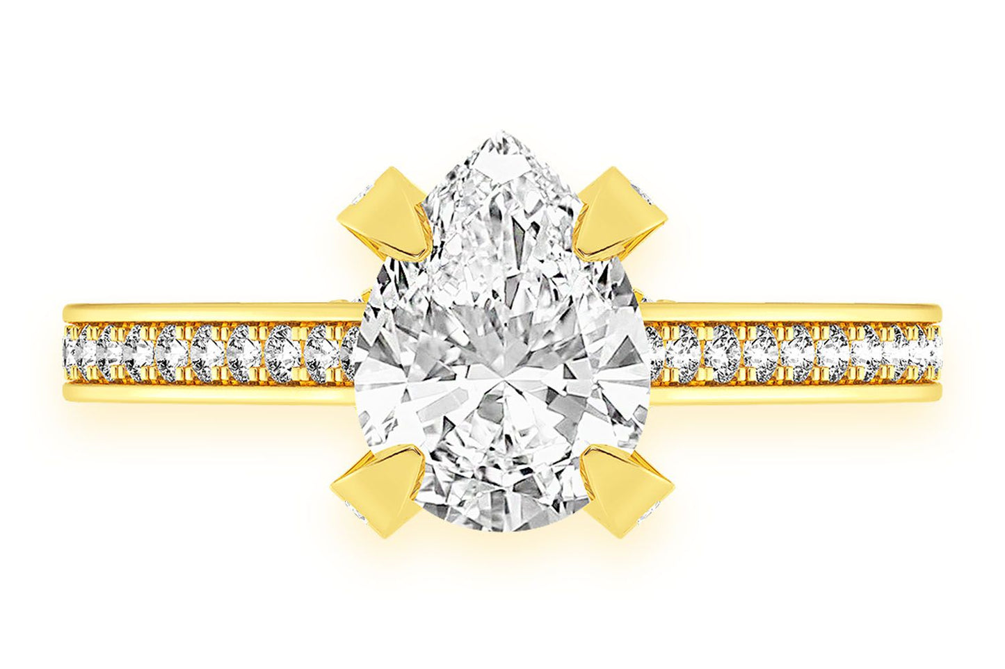 CHANT - 1.50CT PEAR SOLITAIRE - DELUXE ONE ROW SCALLOP - DIAMOND ENGAGEMENT RING