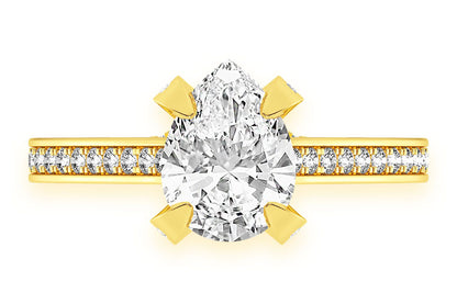 CHANT - 1.50CT PEAR SOLITAIRE - DELUXE ONE ROW SCALLOP - DIAMOND ENGAGEMENT RING